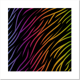 Dark Rainbow Tiger Print Posters and Art